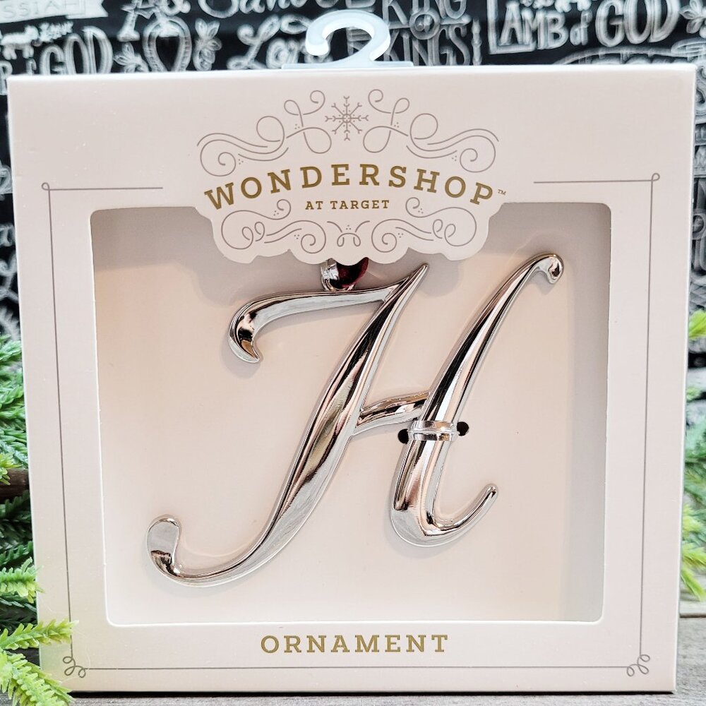 Wondershop Monogram "H" Silver Christmas Ornament NWT